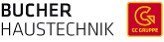 Das Logo von Bucher Haustechnik zeigt den Firmennamen in klaren, modernen Buchstaben und ein auffälliges Symbol.